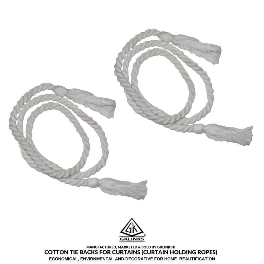 GKLINKS Cotton Hemp Rope Curtain Tiebacks for Home Decoration (White)