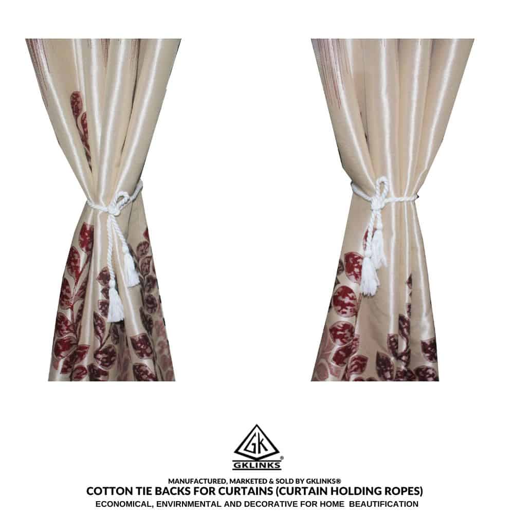 GKLINKS Cotton Hemp Rope Curtain Tiebacks for Home Decoration (White) - Image 2
